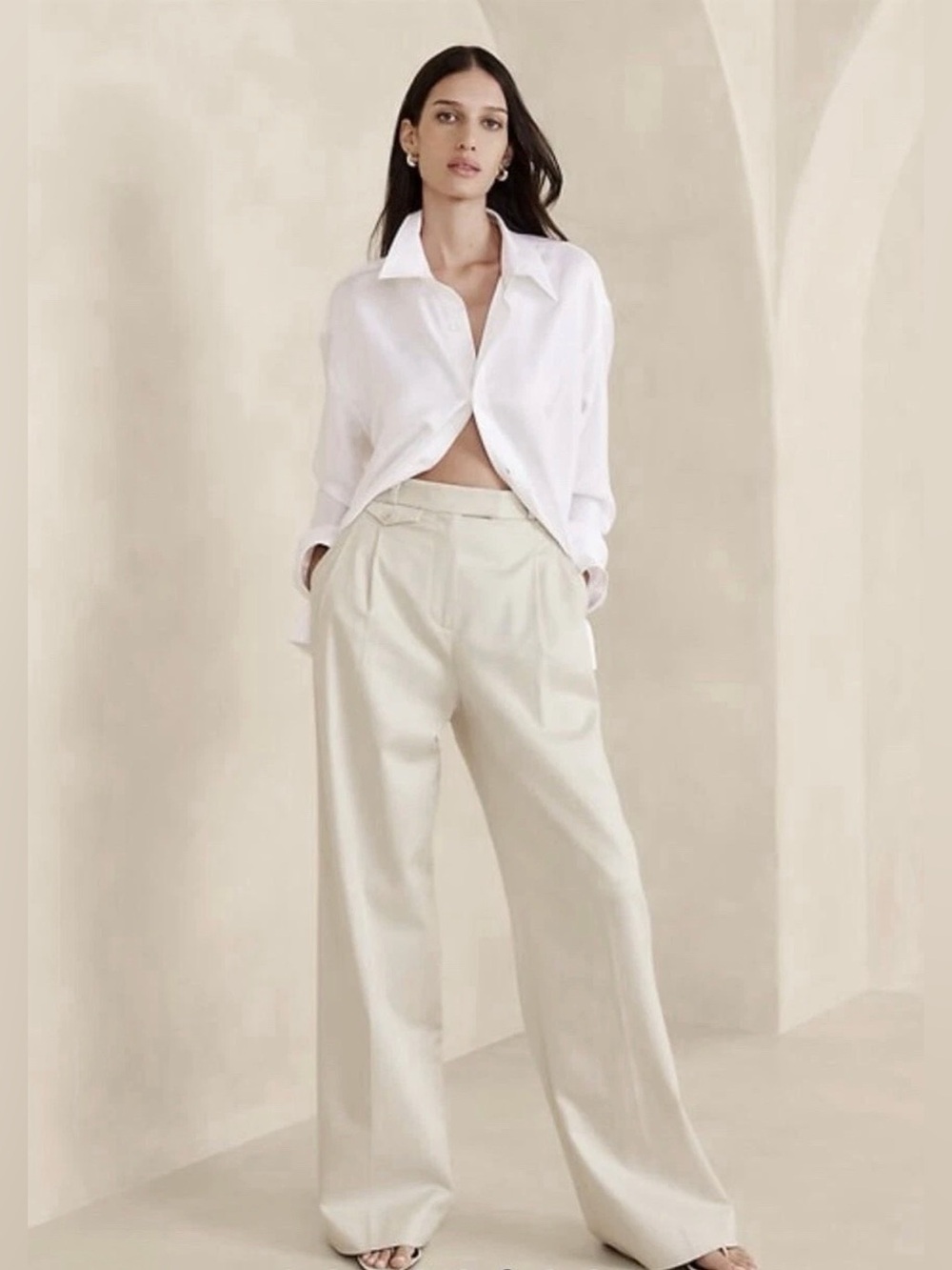 NWT Banana Republic Carmel Pleated Wide Leg Pants, Size 4
